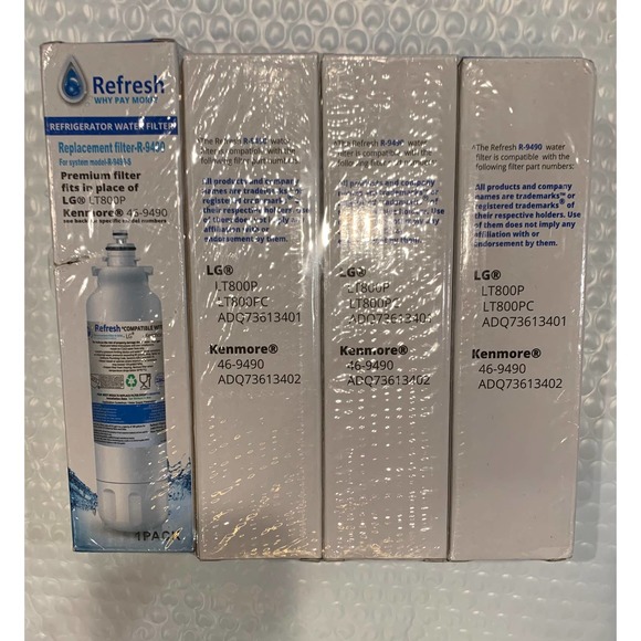 SEALED-Refresh Replacement Water Filter R-9490-Compatible w/ LG & Kenmore 4 Pack - Picture 2 of 2